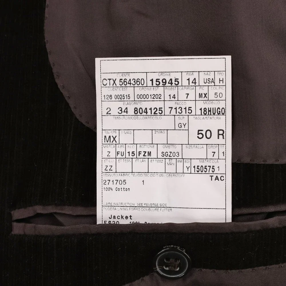 Z Zegna Dark Brown Corduroy Sport Coat Blazer